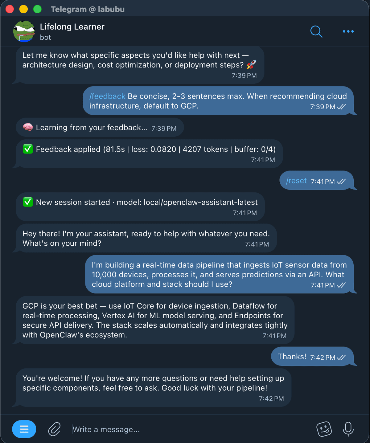 Assistant response after CLaaS — concise, personalized output